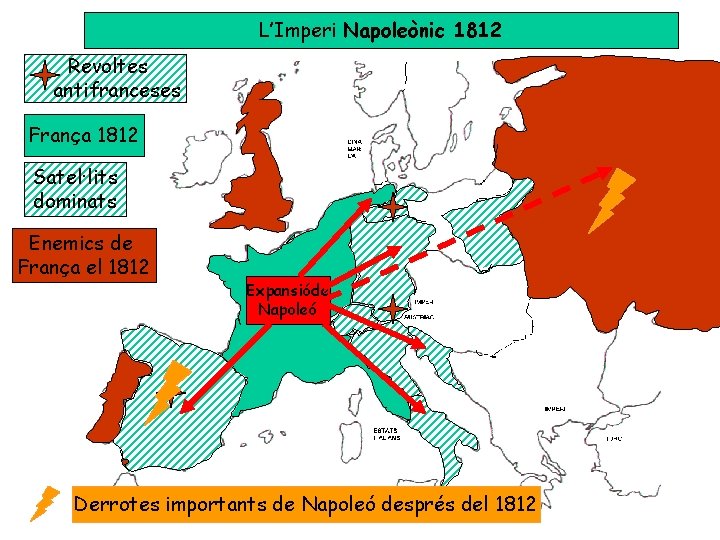 L’Imperi Napoleònic 1812 Revoltes antifranceses França 1812 Satel·lits dominats Enemics de França el 1812