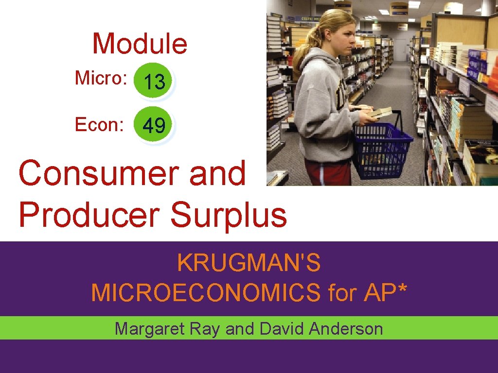 Module Micro 13 Econ 49 Consumer and Producer