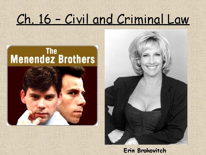 Ch. 16 – Civil and Criminal Law Erin Brokovitch 