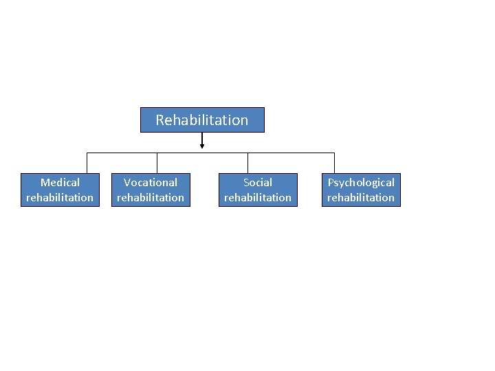 Rehabilitation Medical rehabilitation Vocational rehabilitation Social rehabilitation Psychological rehabilitation 