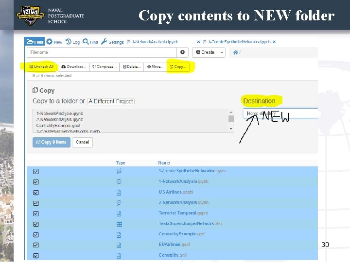 Copy contents to NEW folder 30 