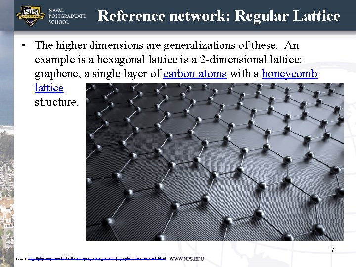 Reference network: Regular Lattice • The higher dimensions are generalizations of these. An example