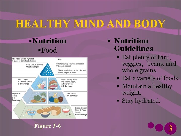 HEALTHY MIND AND BODY §Nutrition §Food Figure 3 -6 § Nutrition Guidelines § Eat