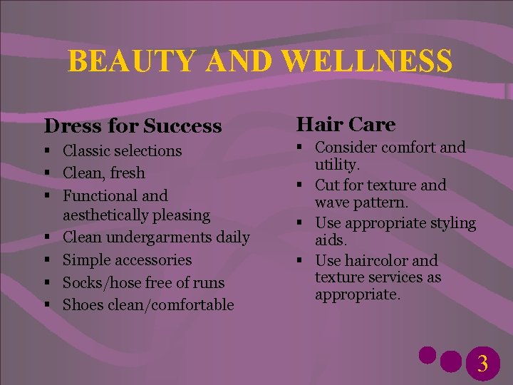 BEAUTY AND WELLNESS Dress for Success Hair Care § Classic selections § Clean, fresh