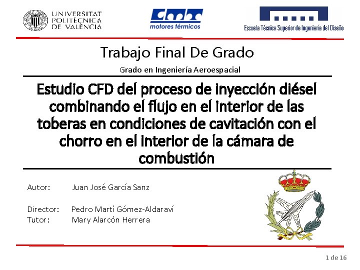 Trabajo Final De Grado en Ingeniería Aeroespacial Estudio CFD del proceso de inyección diésel