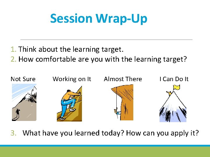 Session Wrap-Up 1. Think about the learning target. 2. How comfortable are you with