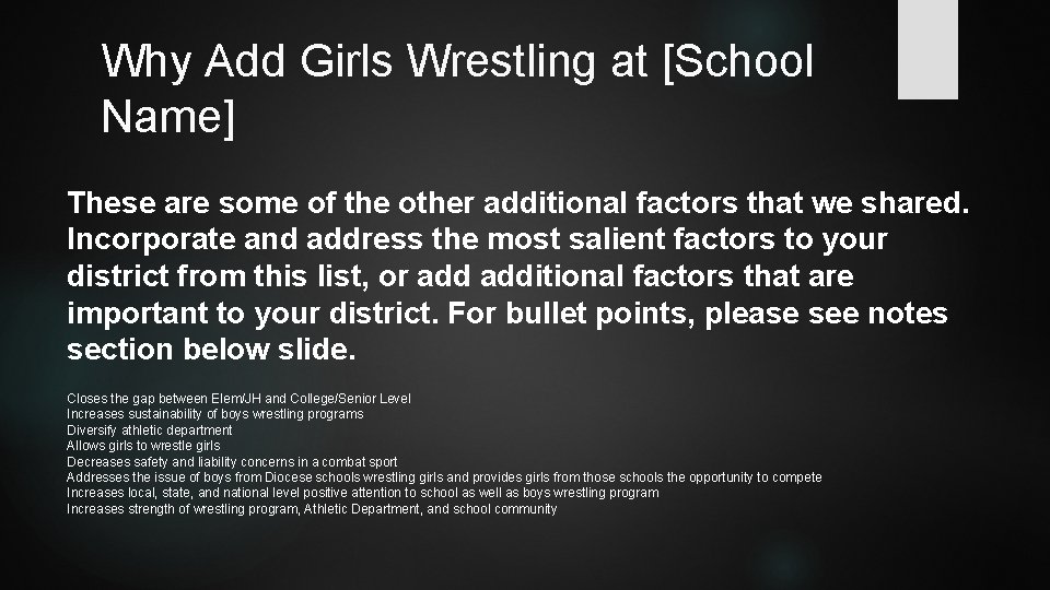 Why Add Girls Wrestling at [School Name] These are some of the other additional
