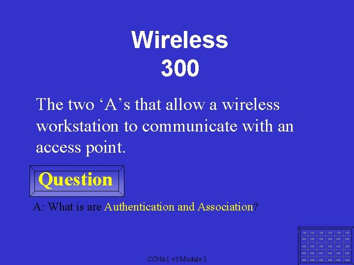 Wireless 300 The two ‘A’s that allow a wireless workstation to communicate with an
