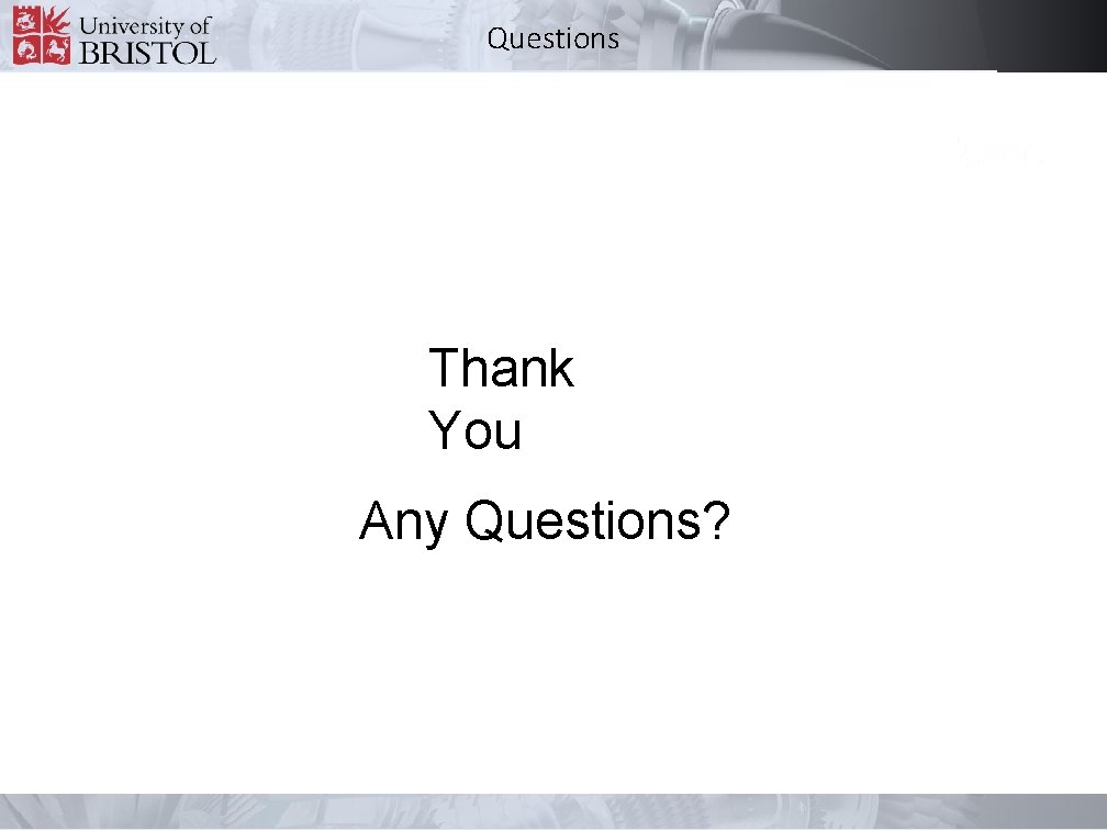 Questions Thank You Any Questions? 