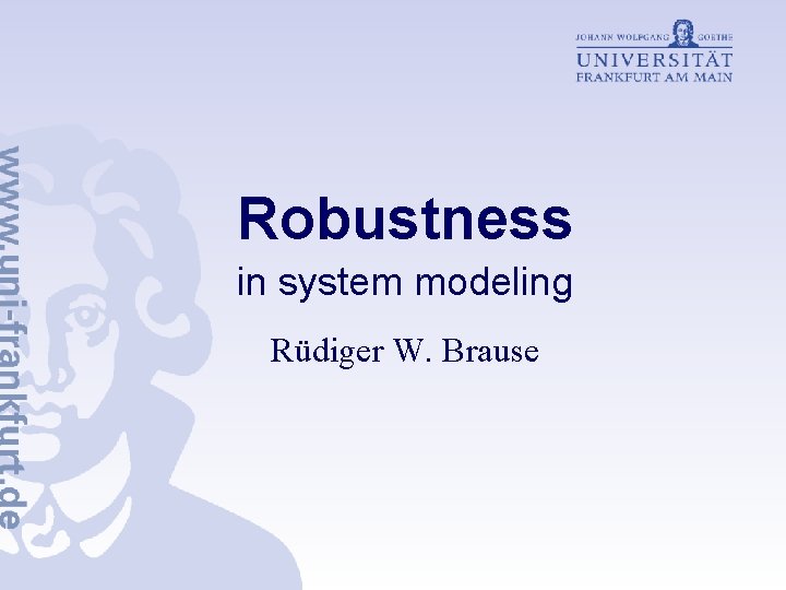 Robustness in system modeling Rüdiger W. Brause 