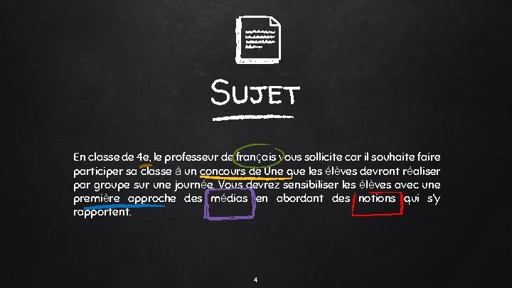 Sujet En classe de 4 e, le professeur de français vous sollicite car il Sujet En classe de 4 e, le professeur de français vous sollicite car il