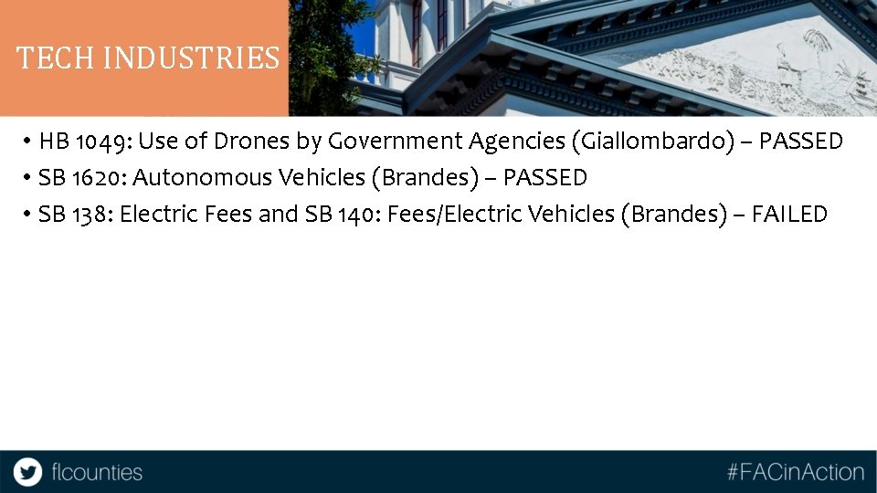 TECH INDUSTRIES • HB 1049: Use of Drones by Government Agencies (Giallombardo) – PASSED