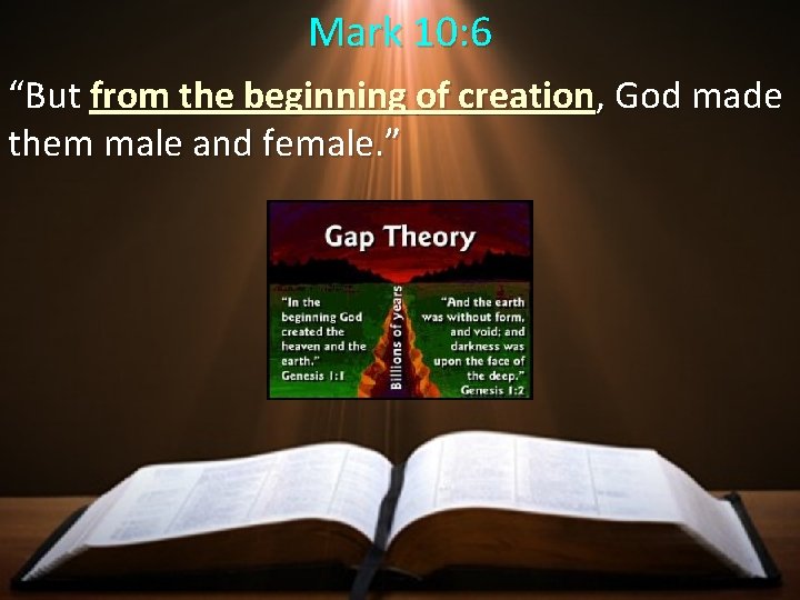 Mark 10: 6 “But from the beginning of creation, God made them male and