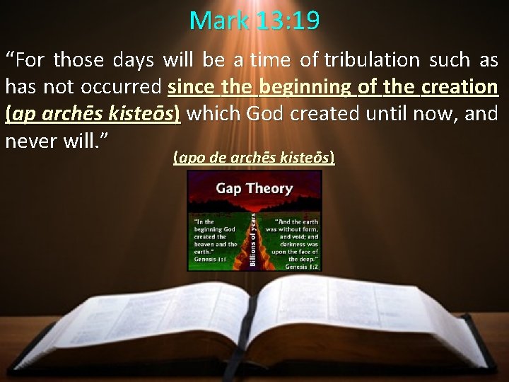 Mark 13: 19 “For those days will be a time of tribulation such as