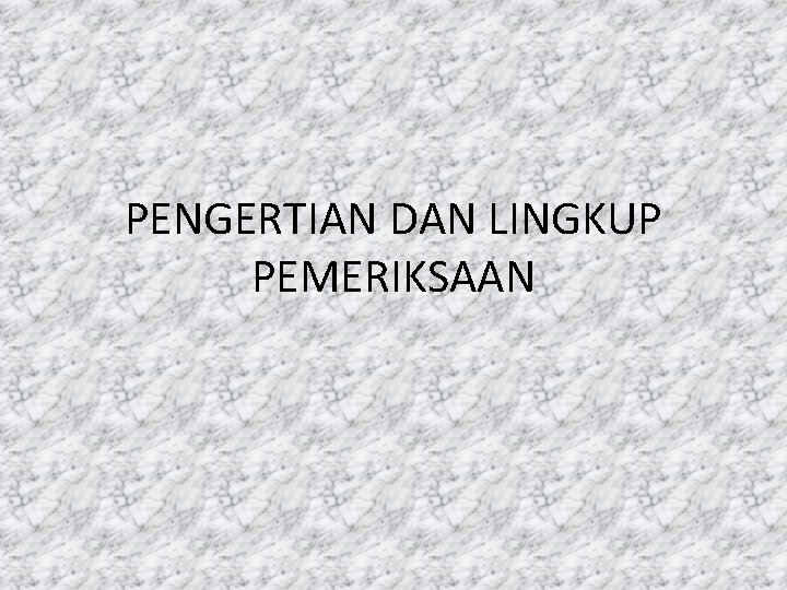 PENGERTIAN DAN LINGKUP PEMERIKSAAN 