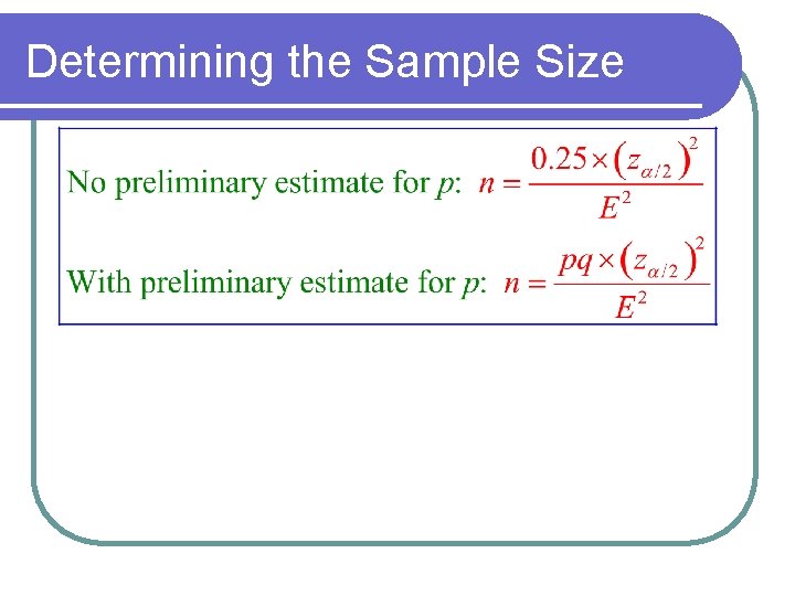 Determining the Sample Size 