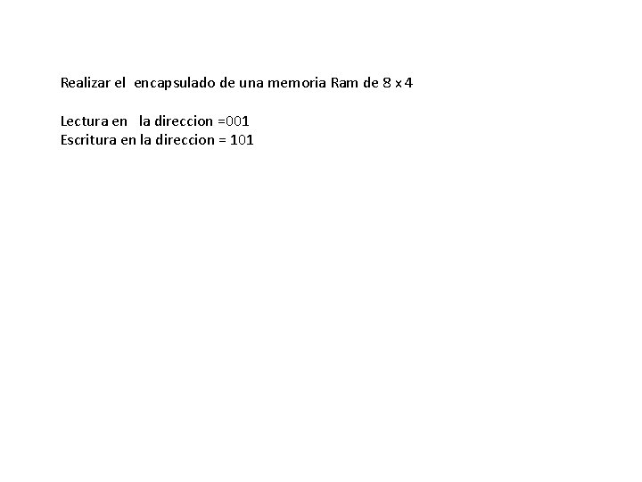 Realizar el encapsulado de una memoria Ram de 8 x 4 Lectura en la Realizar el encapsulado de una memoria Ram de 8 x 4 Lectura en la