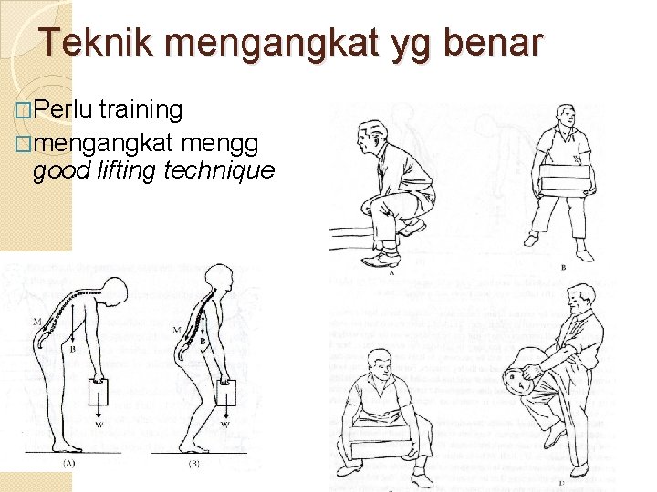 Teknik mengangkat yg benar �Perlu training �mengangkat mengg good lifting technique 