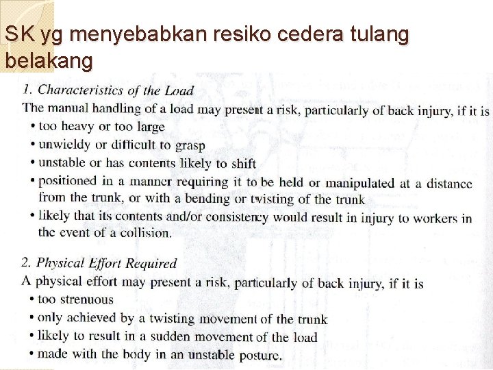 SK yg menyebabkan resiko cedera tulang belakang 