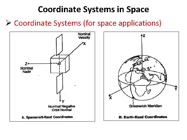 Coordinate Systems in Space Ø Coordinate Systems (for space applications) 