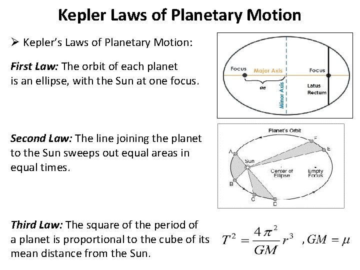 Kepler Laws of Planetary Motion Ø Kepler’s Laws of Planetary Motion: First Law: The