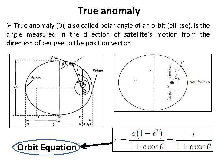 True anomaly Ø True anomaly (q), also called polar angle of an orbit (ellipse),