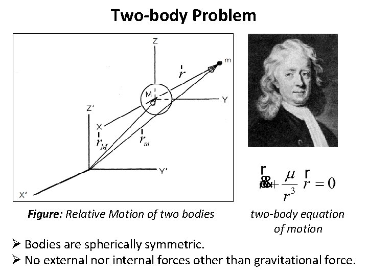 Two-body Problem Figure: Relative Motion of two bodies two-body equation of motion Ø Bodies