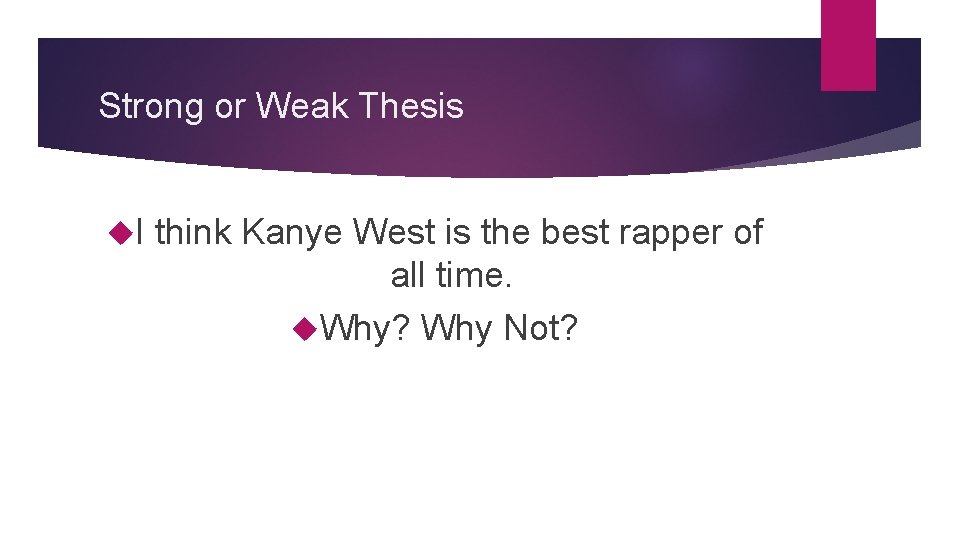Strong or Weak Thesis I think Kanye West is the best rapper of all