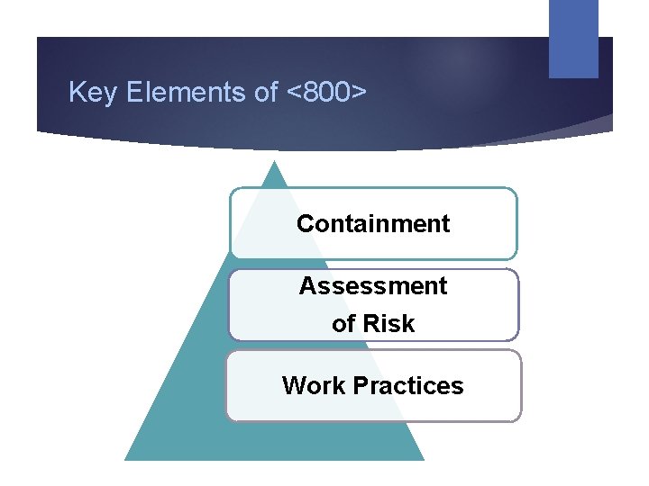 Key Elements of <800> Containment Assessment of Risk Work Practices 