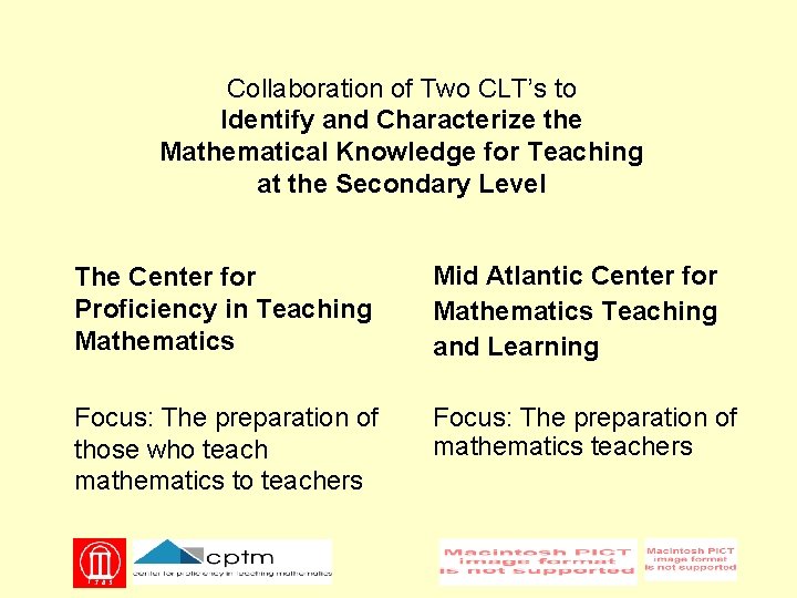 Collaboration of Two CLT’s to Identify and Characterize the Mathematical Knowledge for Teaching at