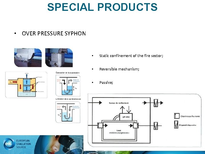 SPECIAL PRODUCTS • OVER PRESSURE SYPHON • Static confinement of the fire sector; •