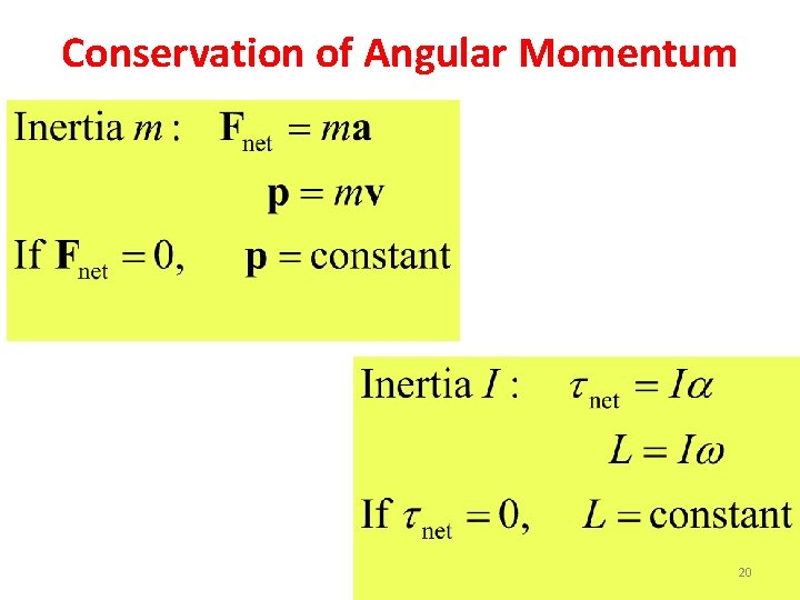 Conservation of Angular Momentum 20 