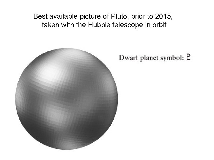 Best available picture of Pluto, prior to 2015, taken with the Hubble telescope in