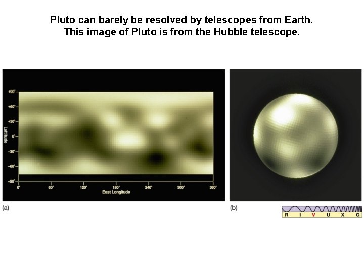 Pluto can barely be resolved by telescopes from Earth. This image of Pluto is