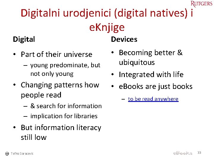 Digitalni urodjenici (digital natives) i e. Knjige Digital Devices • Part of their universe