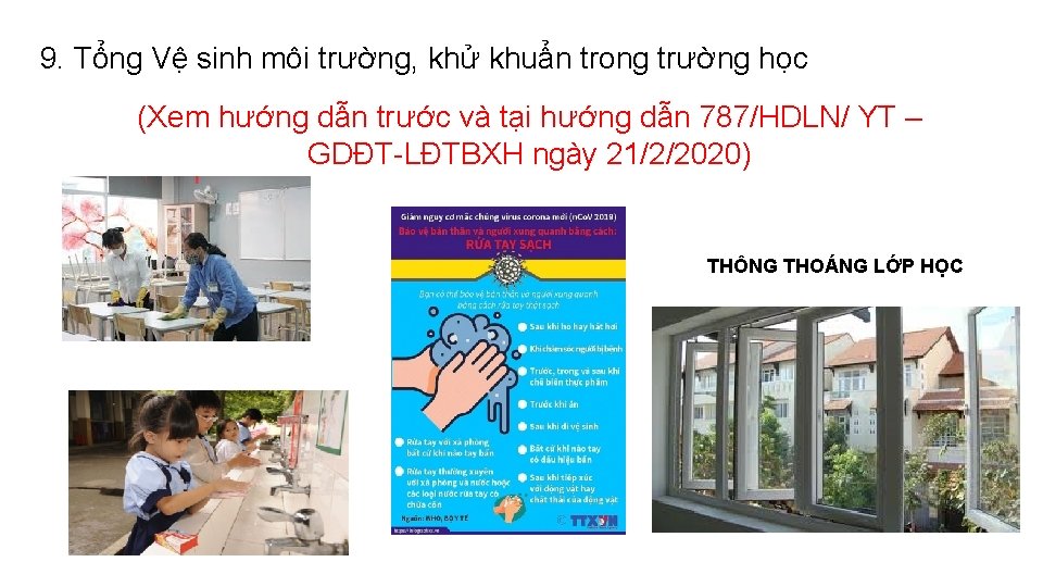 9. Tổng Vệ sinh môi trường, khử khuẩn trong trường học (Xem hướng dẫn