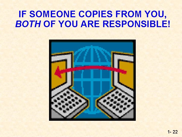IF SOMEONE COPIES FROM YOU, BOTH OF YOU ARE RESPONSIBLE! 1 - 22 