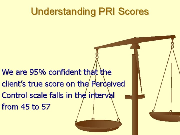 Understanding PRI Scores We are 95% confident that the client’s true score on the