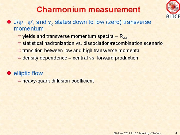Charmonium measurement l J/y , y’, and cc states down to low (zero) transverse