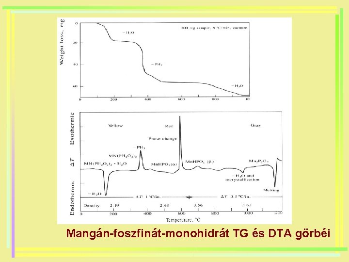 Mangán-foszfinát-monohidrát TG és DTA görbéi 