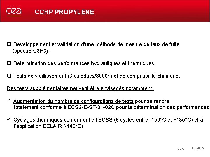 CCHP PROPYLENE q Développement et validation d’une méthode de mesure de taux de fuite