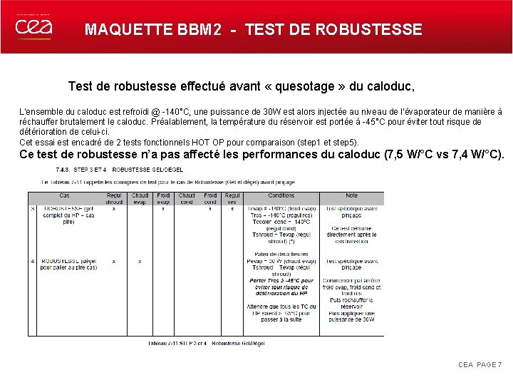 MAQUETTE BBM 2 - TEST DE ROBUSTESSE Test de robustesse effectué avant « quesotage
