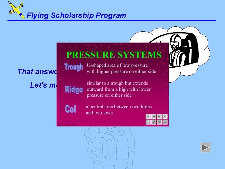 Flying Scholarship Program That answer is correct. Let's move on. . . 