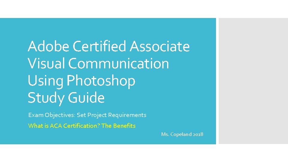 Adobe Certified Associate Visual Communication Using Photoshop Study Guide Exam Objectives: Set Project Requirements