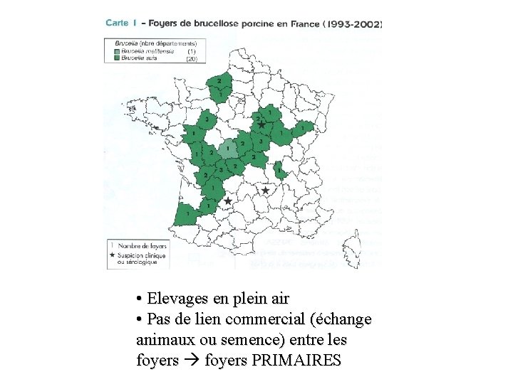  • Elevages en plein air • Pas de lien commercial (échange animaux ou