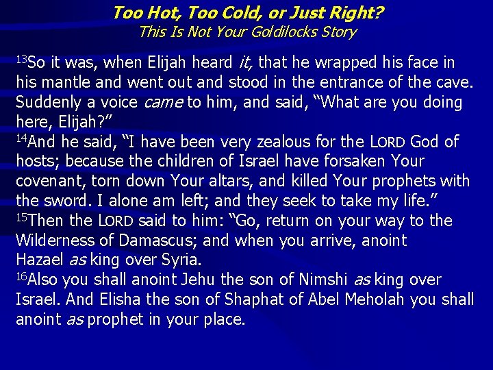 Too Hot, Too Cold, or Just Right? This Is Not Your Goldilocks Story it