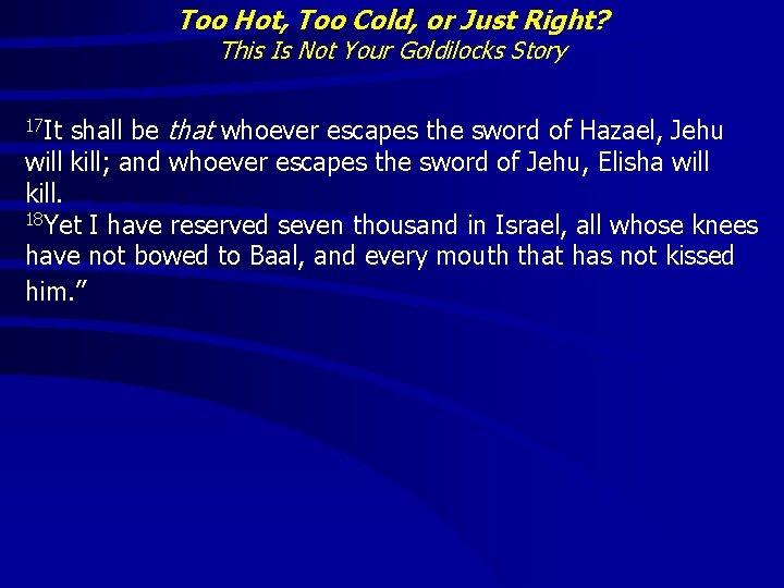 Too Hot, Too Cold, or Just Right? This Is Not Your Goldilocks Story shall