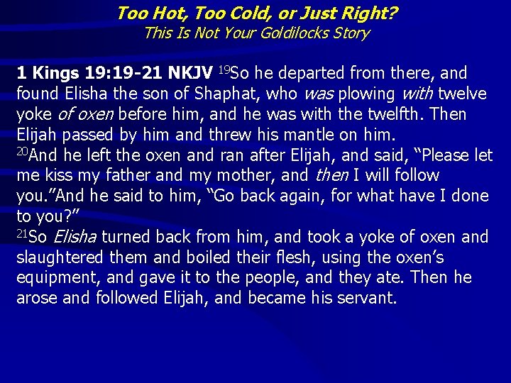 Too Hot, Too Cold, or Just Right? This Is Not Your Goldilocks Story 1