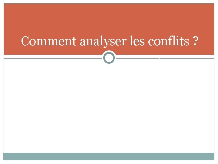 Comment analyser les conflits ? 