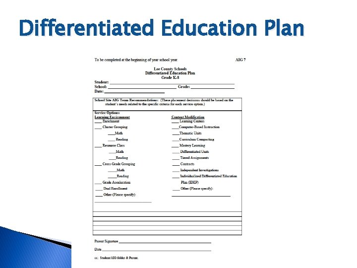 Differentiated Education Plan 